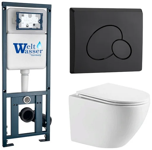 Инсталляция комплект WeltWasser MM41077 MARBERG 410 + MERZBACH 043 MT-WT + MAR 410 RD MT-BL белый