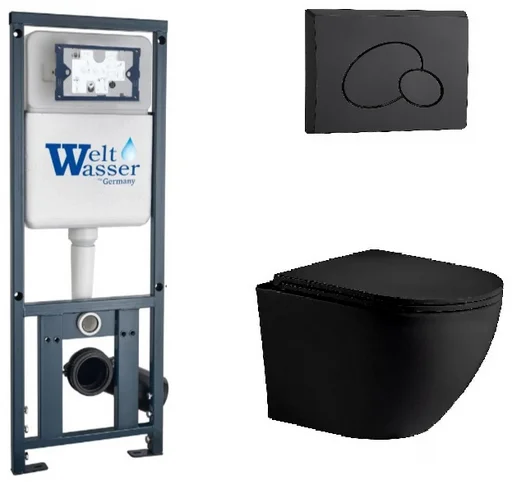 Инсталляция комплект WeltWasser MM41094 MARBERG 410 + MERZBACH 043 XL MT-BL + MAR 410 RD MT-BL черный
