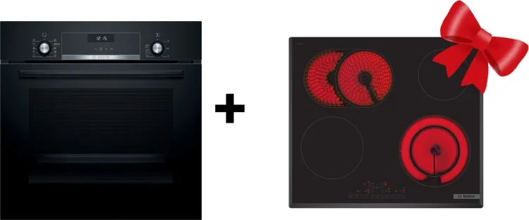 Духовой шкаф Bosch HBJ558YB3Q + варочная поверхность Bosch PKN651FP2E  Black