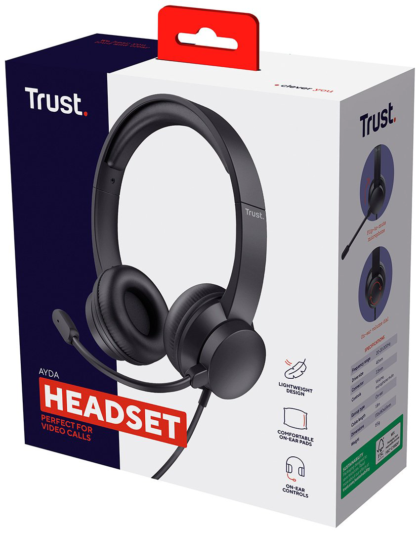 Наушники Trust Ayda 25087 черный купить,NaN