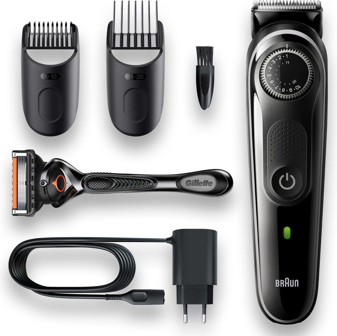 Триммер для бороды и усов Braun BT5342, 2 насадки и бритва Gillette, серо-черный - ForteMarket Триммер для бороды и усов Braun BT5342, 2 насадки и бритва Gillette, серо-черный купить,0