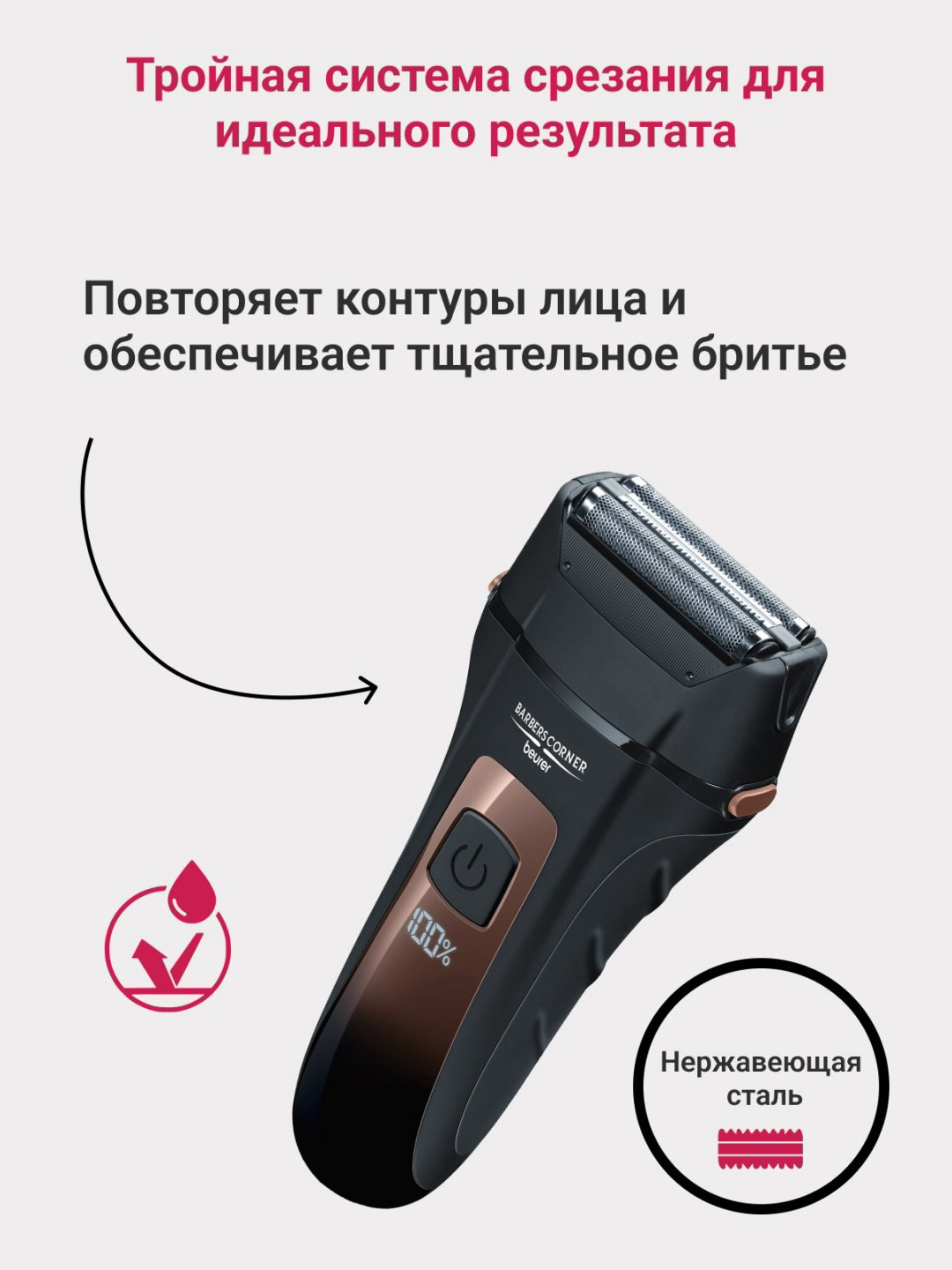 Электробритва Beurer HR7000 сеточная от сети / аккумулятора купить,NaN