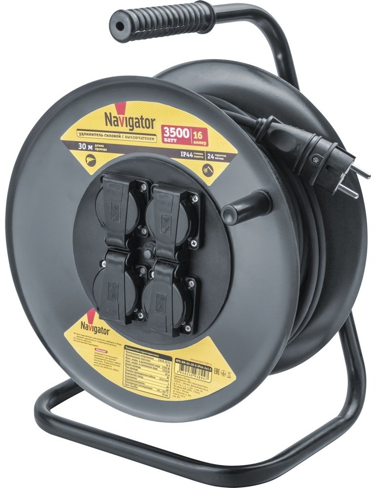 Удлинитель на катушке Navigator NPE-RM-04-30-E-IP44-3x1.5 30 м
