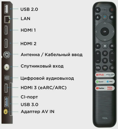Телевизор 85" (216 см) TCL 85C655 QLED 4K UHD Black