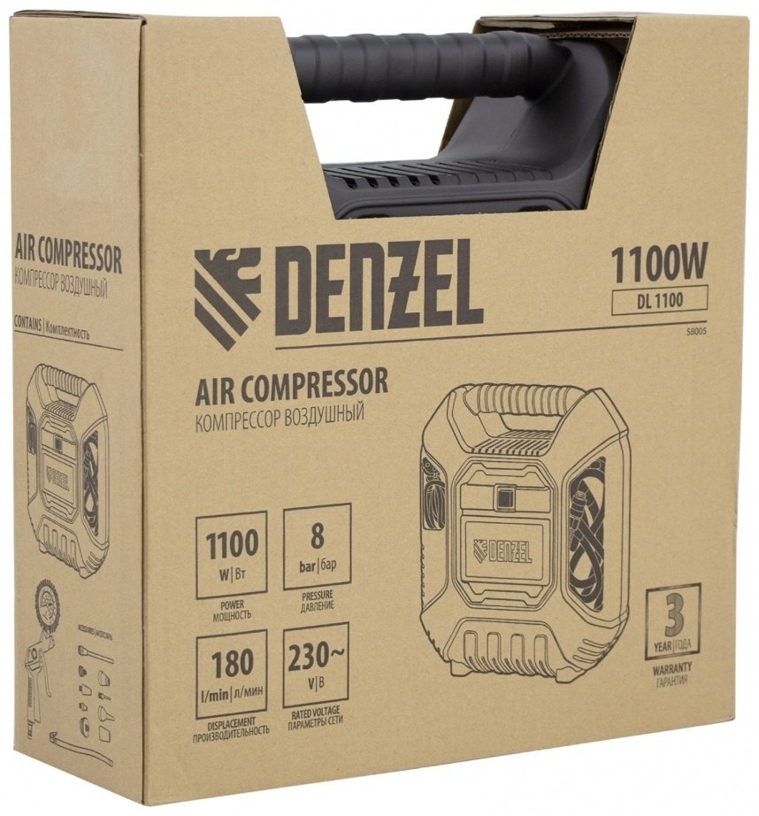 Автокомпрессор DENZEL поршневый DL1100 58005 купить,0
