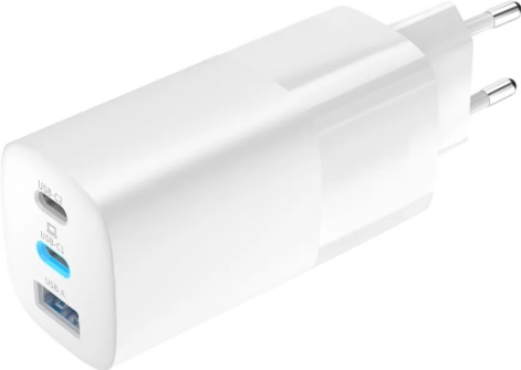 Зарядное устройство сетевое Olmio USB+Type-Cx2 QC 65W White