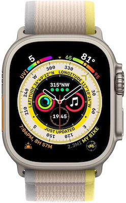 Apple Watch Ultra GPS + Cellular 49mm Titanium Case with Yellow/Beige Trail Loop-В Model A2684 MQFU3GK/A M/L 