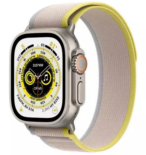 Apple Watch Ultra GPS + Cellular 49mm Titanium Case with Yellow/Beige Trail Loop-В Model A2684 MQFU3GK/A M/L 