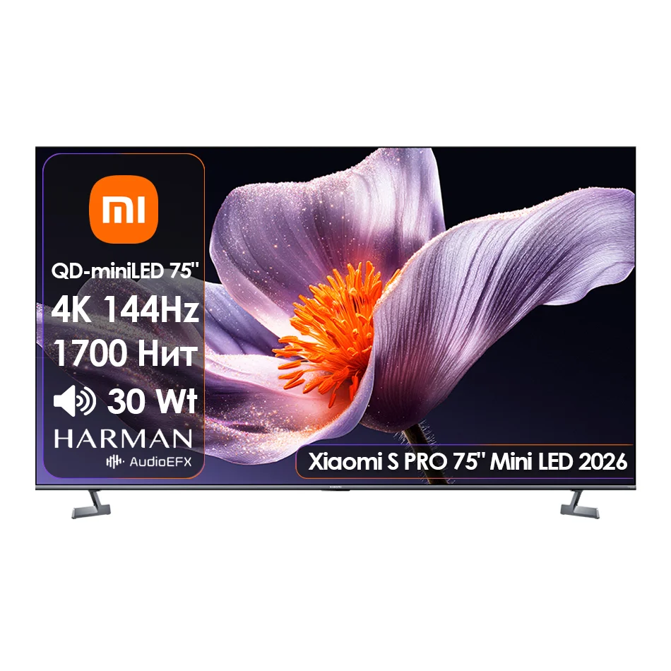 Телевизор 75" Xiaomi S Pro 2026 L75MB-SRU QLED VA UHD черный