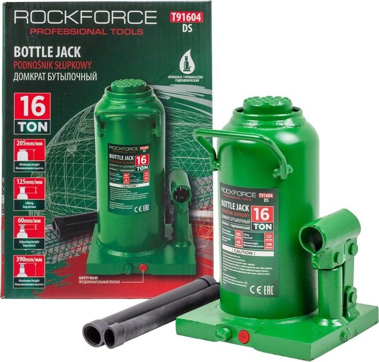 ROCKFORCE домкрат бутылочный RF-T91604 (DS) 16 т