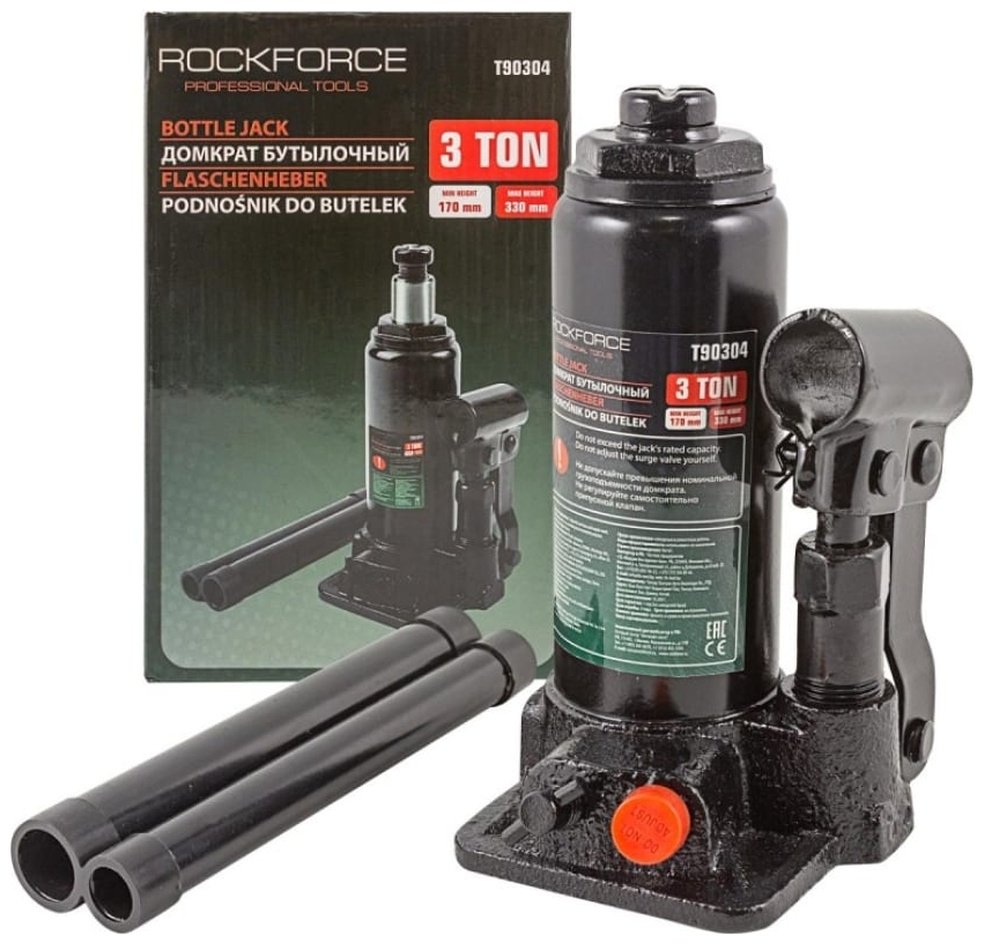 ROCKFORCE домкрат бутылочный RF-T90304-S 3 т