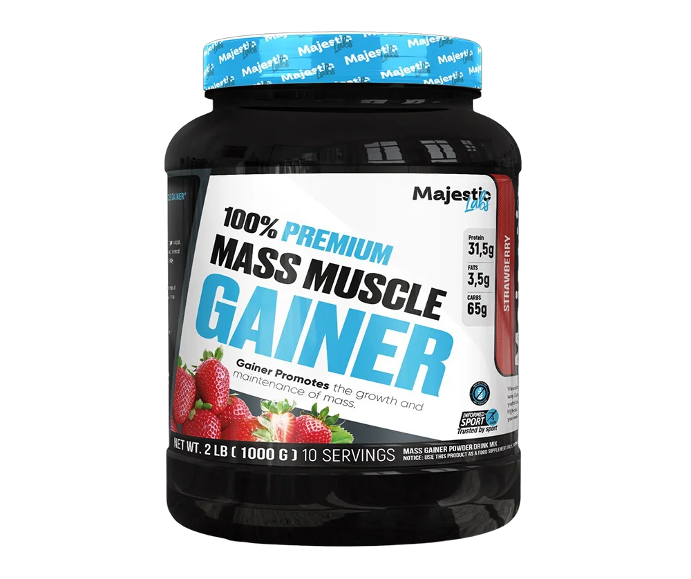 Гейнер Majestic Labs 100% Premium Mass Muscle Gainer Клубника 1000 гр