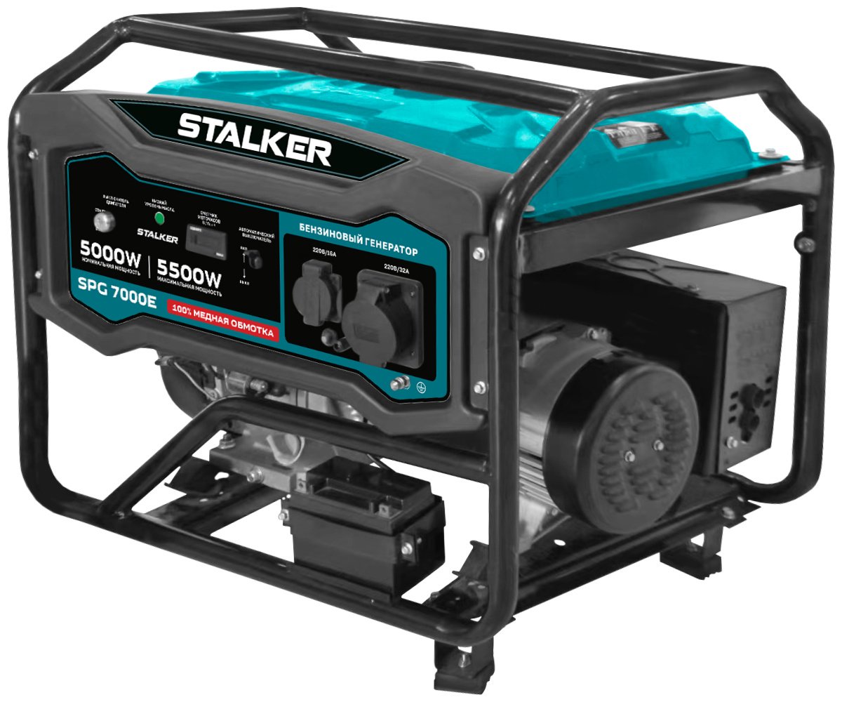 Электростанция бензиновая Stalker 5 кВт 1 (220 В), SPG 7000E N
