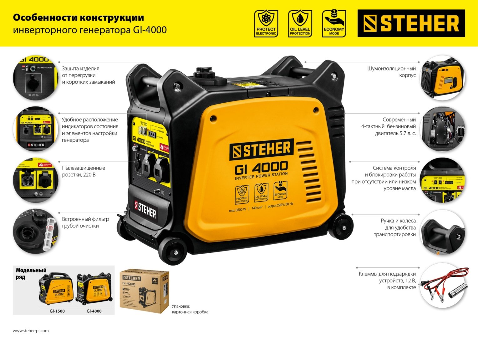 Электростанция бензиновая Steher 3 кВт 1 (220 В), GI-4000 - ForteMarket Электростанция бензиновая Steher 3 кВт 1 (220 В), GI-4000 купить,0