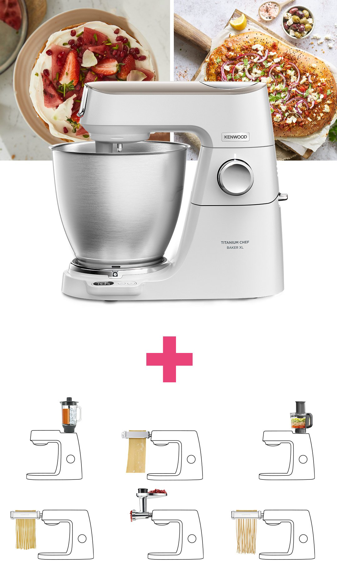 Кухонный комбайн KENWOOD Titanium Chef Baker KVL65.001WH + 6 насадок белый купить,NaN