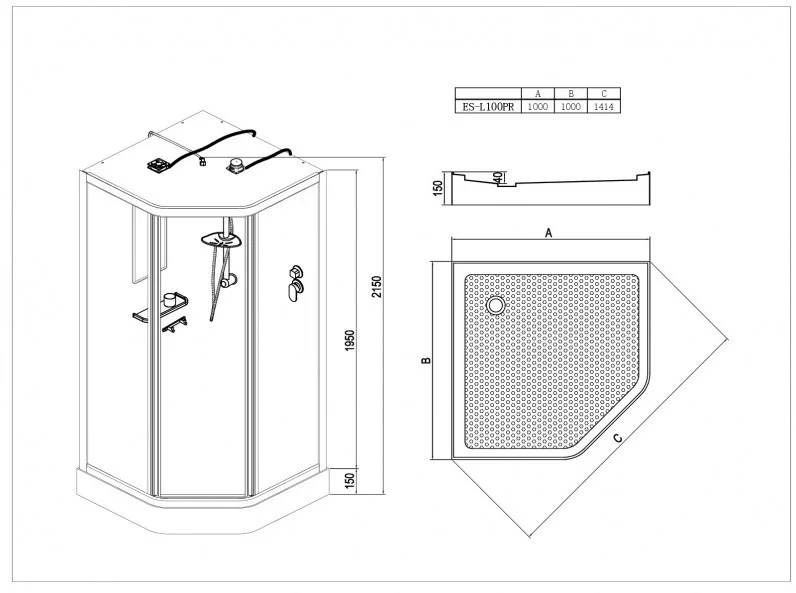 Кабина душевая Esbano ES-L 100 PR 100х100х210см белый