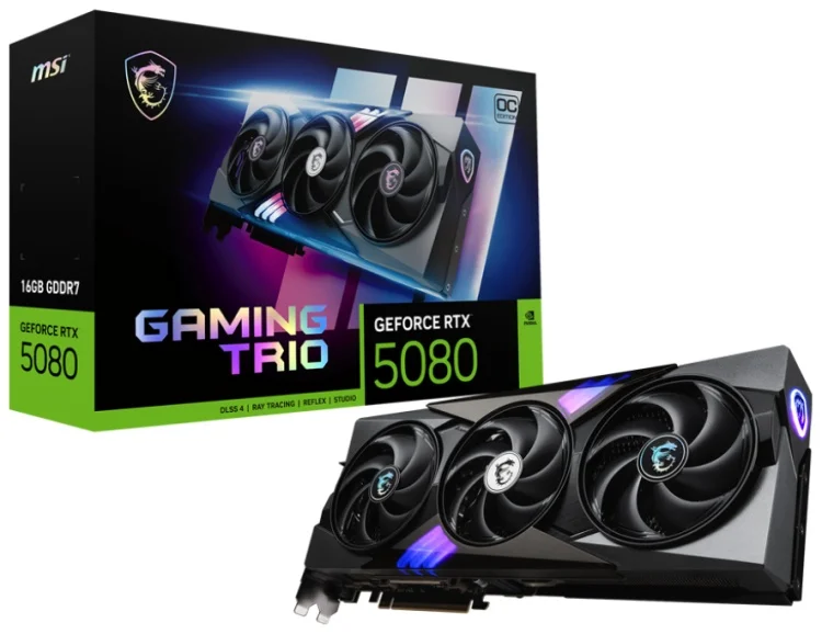 Видеокарта MSI GeForce RTX 5080 GAMING TRIO OC 16G - ForteMarket Видеокарта MSI GeForce RTX 5080 GAMING TRIO OC 16G купить,0