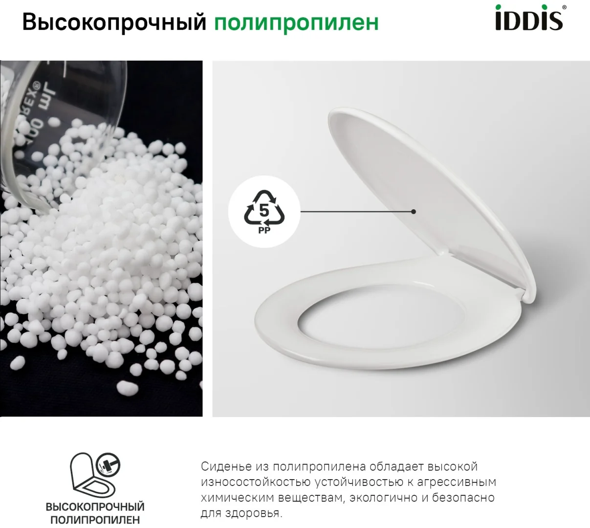 Сиденье для унитаза Iddis 01 061.1 43.5х36х3.8см белый