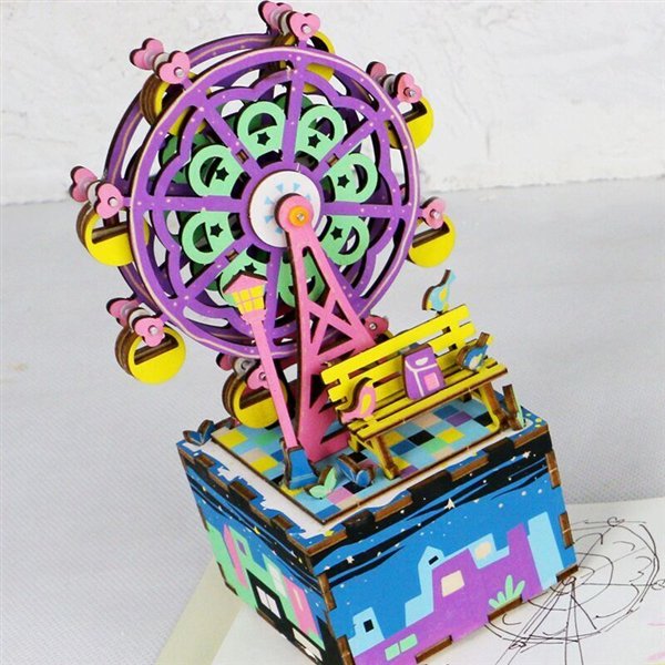  Пазл  Robotime 3D Музыкальная шкатулка колесо обозрения 69 деталей купить,NaN