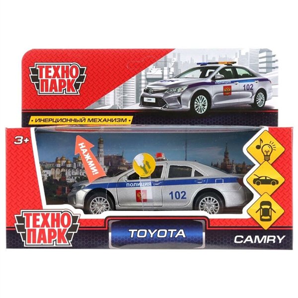 Машинка Технопарк  Toyota Camry полиция 12см серебристая купить,0