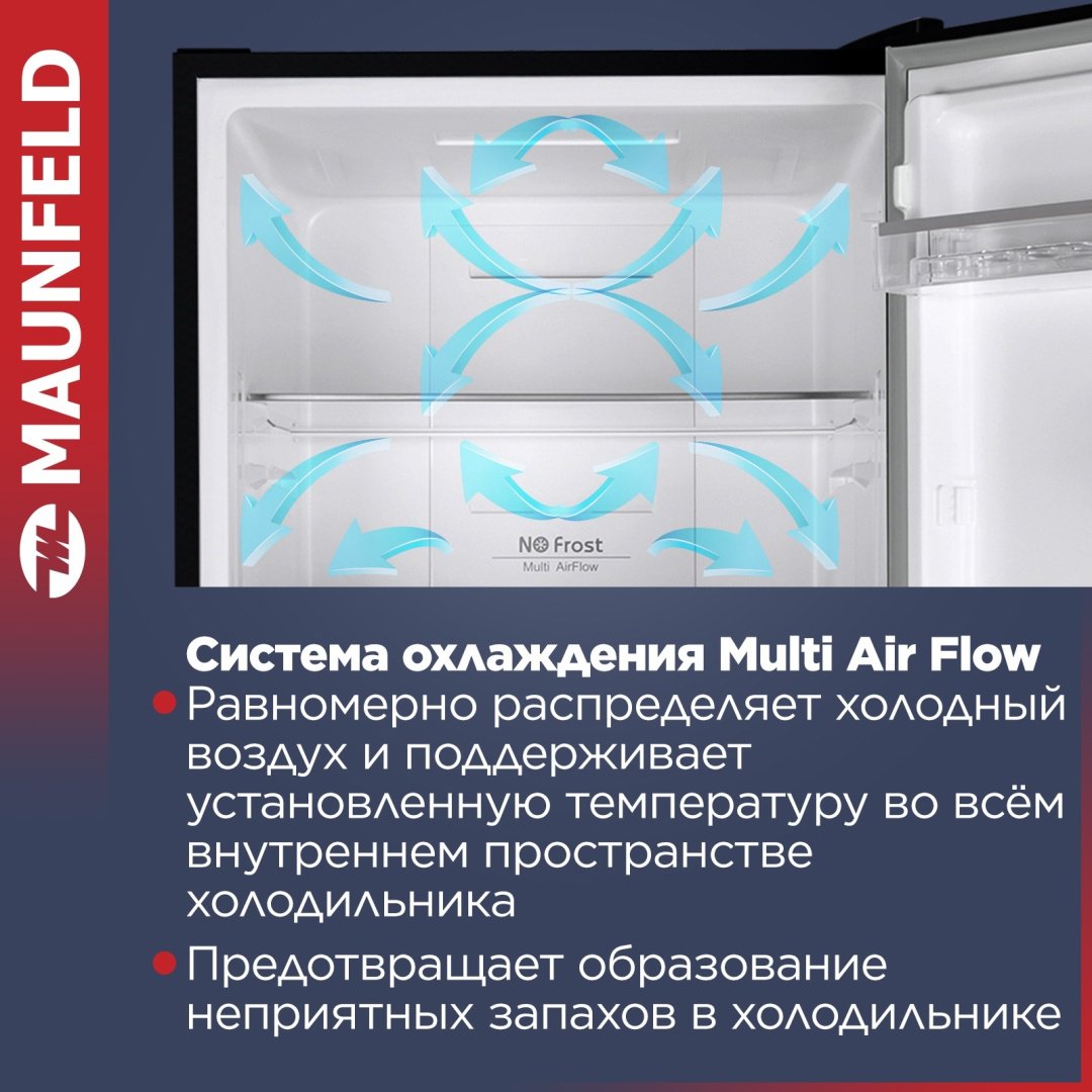 Холодильник MAUNFELD MFF185NFB черный купить,0