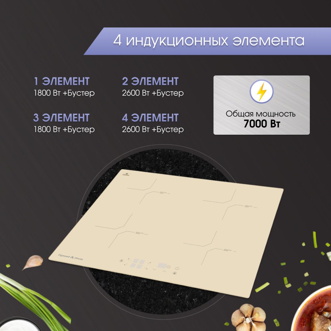 Варочная поверхность Zigmund & Shtain CI 33.6 I бежевый