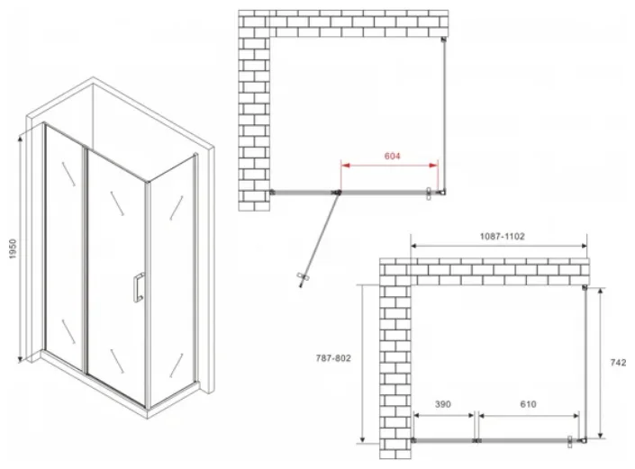 Уголок душевой Abber Sonnenstrand AG04110BS-S80B 80х195см черный