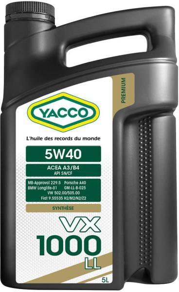 Моторное масло Yacco VX 1000 LL 5W40 5л купить,NaN