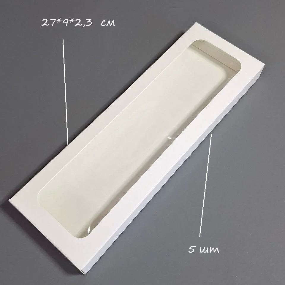Коробка Box.kz с окном 27x9x2.3см 5шт белая