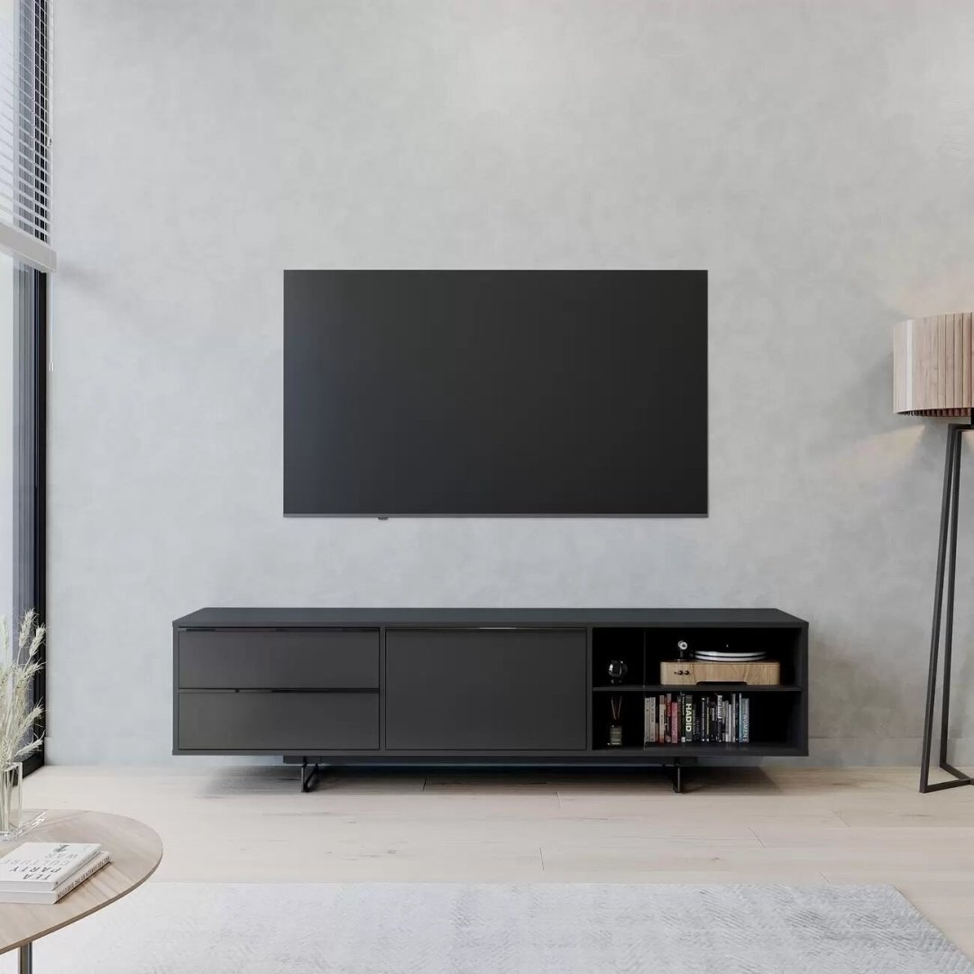 ТВ-тумба напольная Mart Мадрид 1800, 180x49x38 см, черный - ForteMarket ТВ-тумба напольная Mart Мадрид 1800, 180x49x38 см, черный купить,0