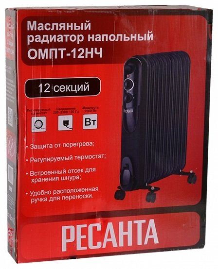 Масляный радиатор Ресанта ОМПТ-12НЧ черный - ForteMarket Масляный радиатор Ресанта ОМПТ-12НЧ черный купить,0