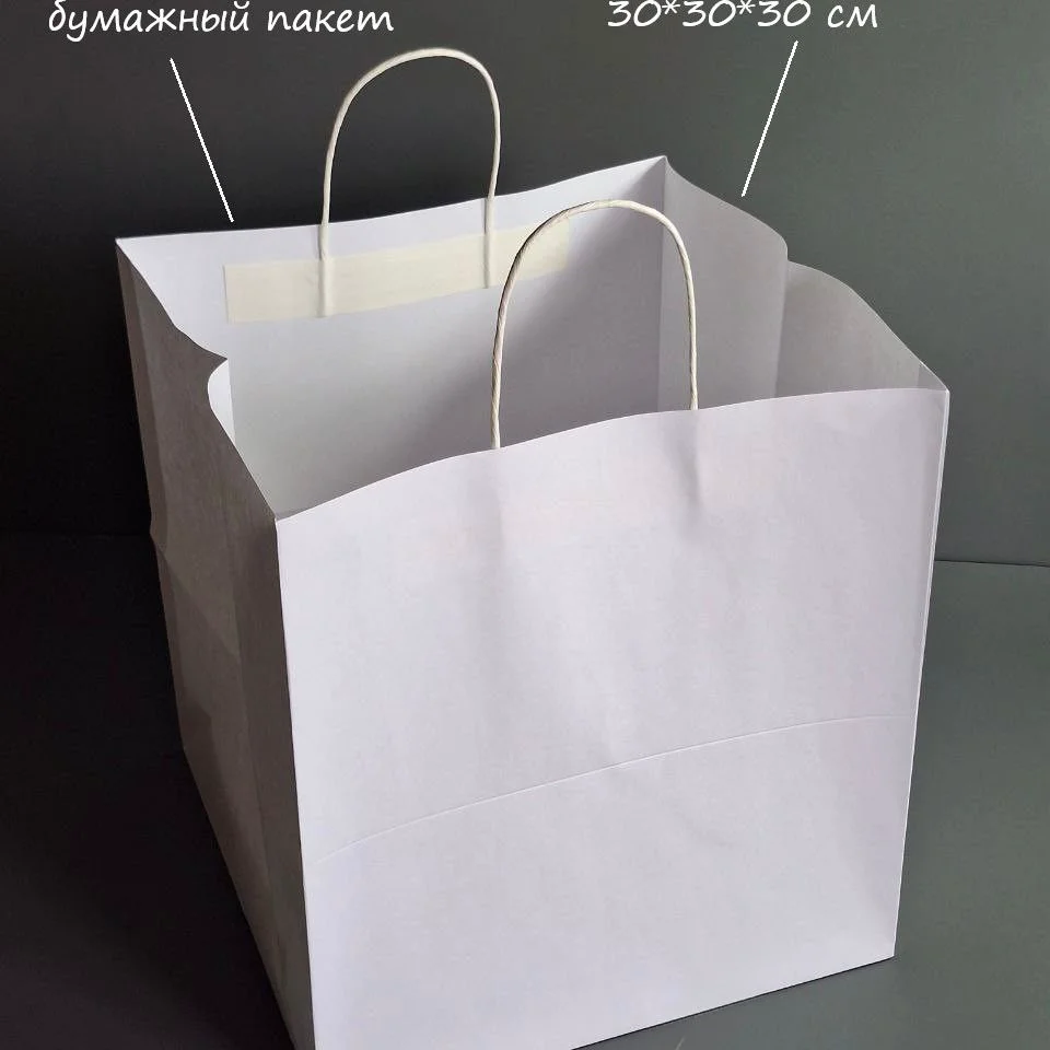 Бумажный пакет Box.kz 30х30х30см 5шт белый