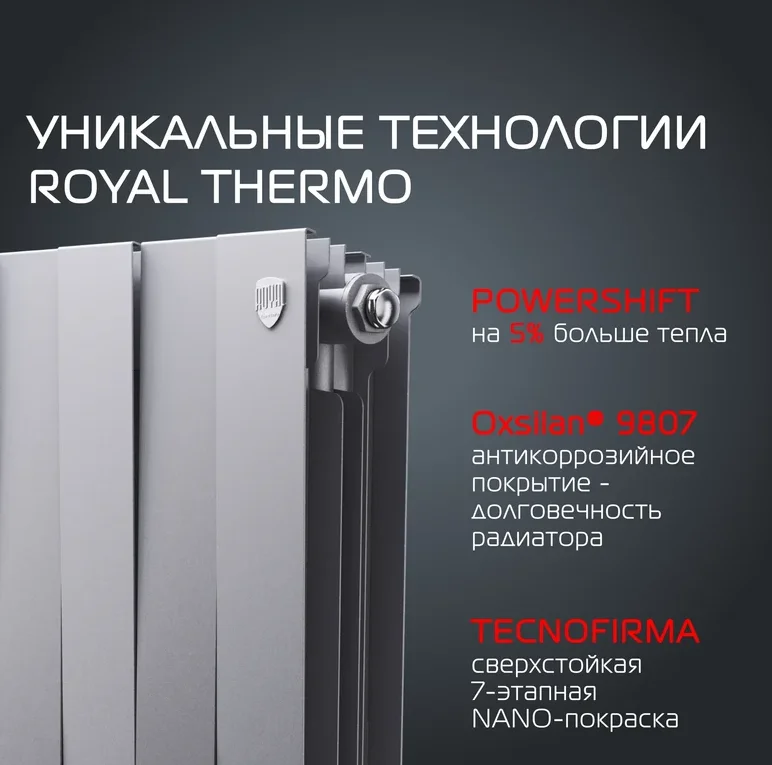 Радиатор биметаллический Royal Thermo PianoForte 300/Silver Satin 14 секций серый купить,173600