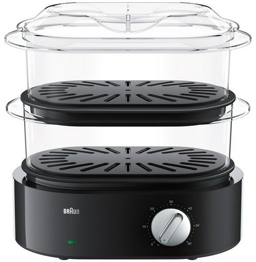 Пароварка Braun FS 5100 6.2 л. черный, прозрачный