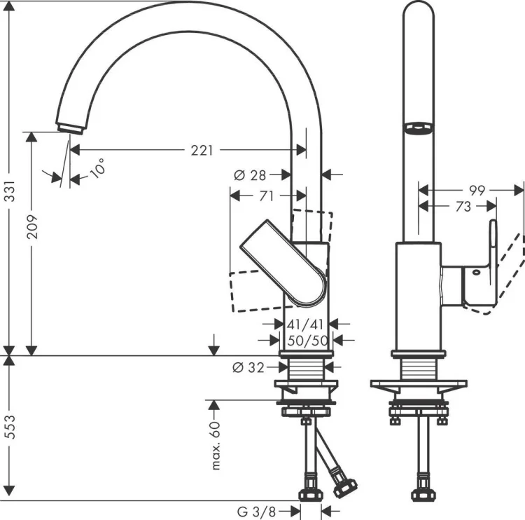 Смеситель Hansgrohe Vernis Shape M35 71871000 хром