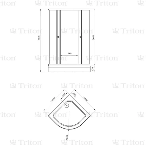 Душевое ограждение Triton Стандарт КС39-ПД6-КН4-D90 100х100х205см купить,NaN