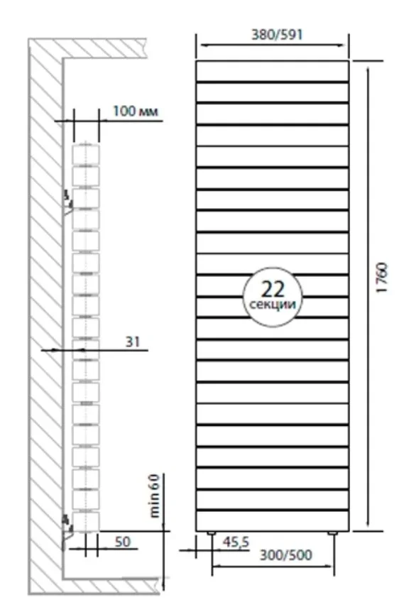 Радиатор биметаллический Royal Thermo PianoForte Tower 500/Bianco Traffico 22 секции белый купить,420700