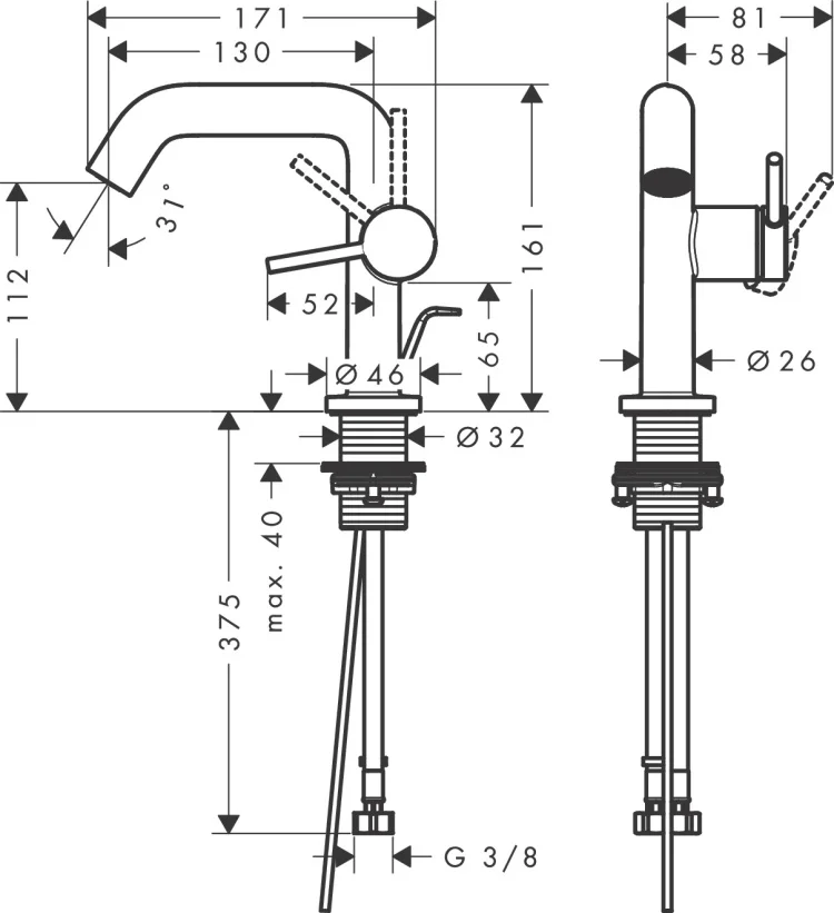 Смеситель Hansgrohe Tecturis S 73323700 белый купить,231500