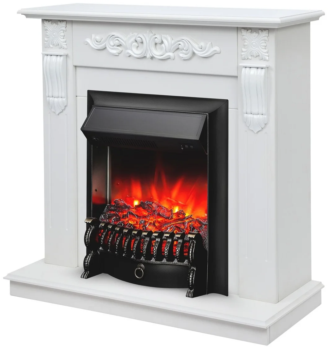 Электрокамин RealFlame Dominica WT с очагом Fobos Lux Black 96х101х38см белый купить,NaN