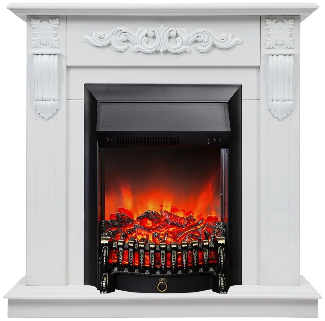 Электрокамин RealFlame Dominica WT с очагом Fobos Lux Black 96х101х38см белый купить,NaN