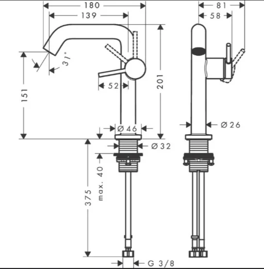 Смеситель Hansgrohe Tecturis S 73340670 черный купить,275500