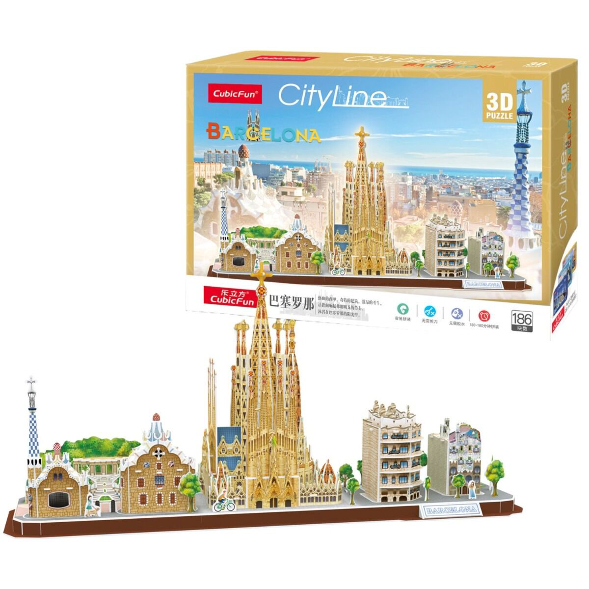Пазлы CubicFun Барселона CityLine 186 элементов купить,NaN