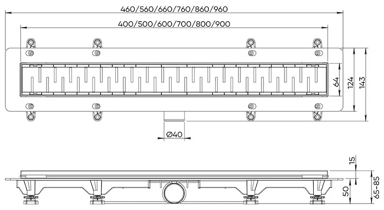 Водоотводящий желоб Veconi Stesso Line VSL400G 40мм золотистый