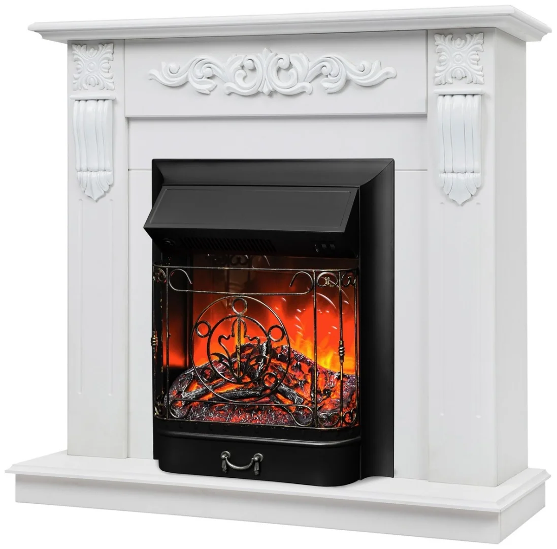 Электрокамин RealFlame Dominica WT с очагом Majestic Lux Black 96х101х38см белый