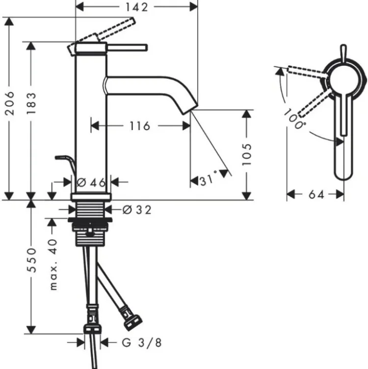 Смеситель Hansgrohe Tecturis S 73314700 белый