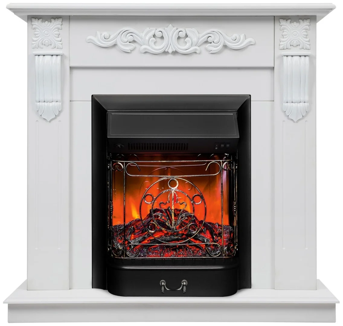 Электрокамин RealFlame Dominica WT с очагом Majestic Lux Black 96х101х38см белый