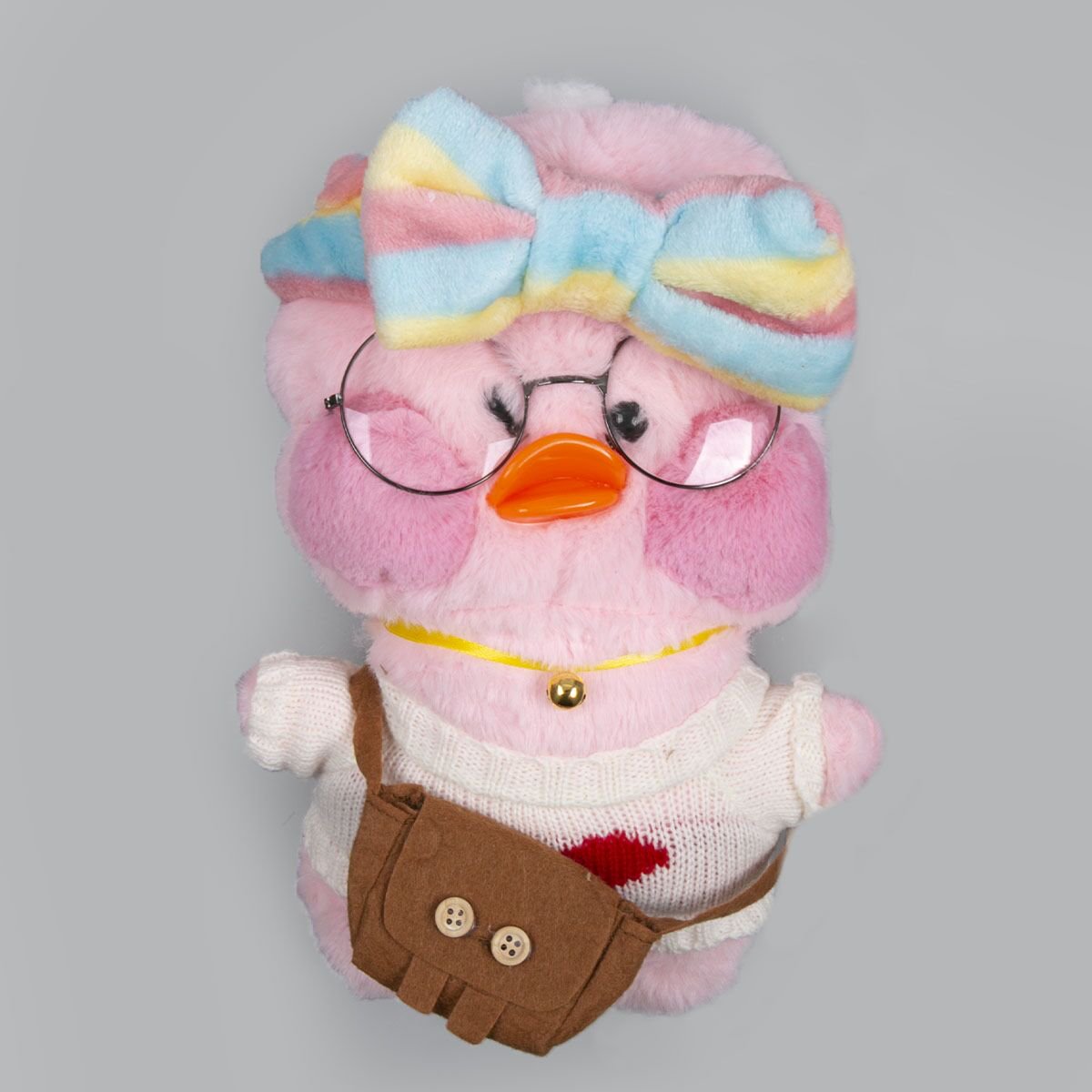 Мягкая игрушка Lalafan Утка розовая/белая/коричневая 30 см купить,NaN