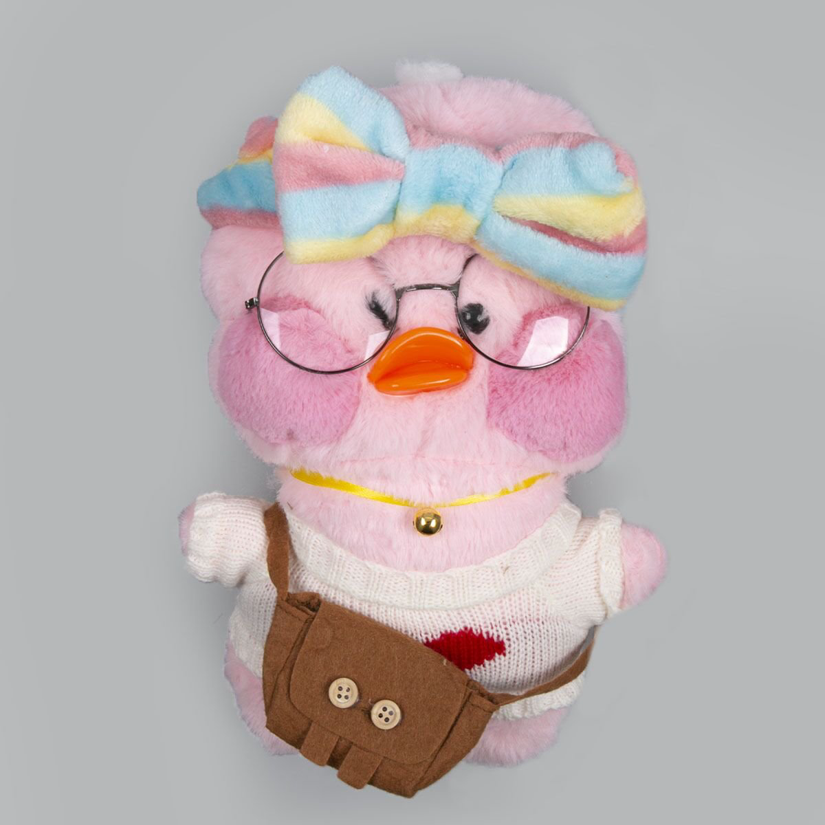 Мягкая игрушка Lalafan Утка розовая/белая/коричневая 30 см купить,NaN