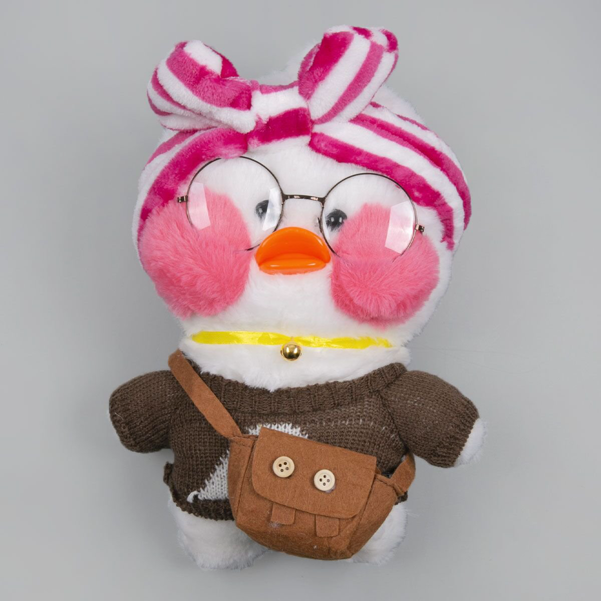 Мягкая игрушка Lalafan Утка белая/темно-коричневая/коричневая 30 см купить,NaN
