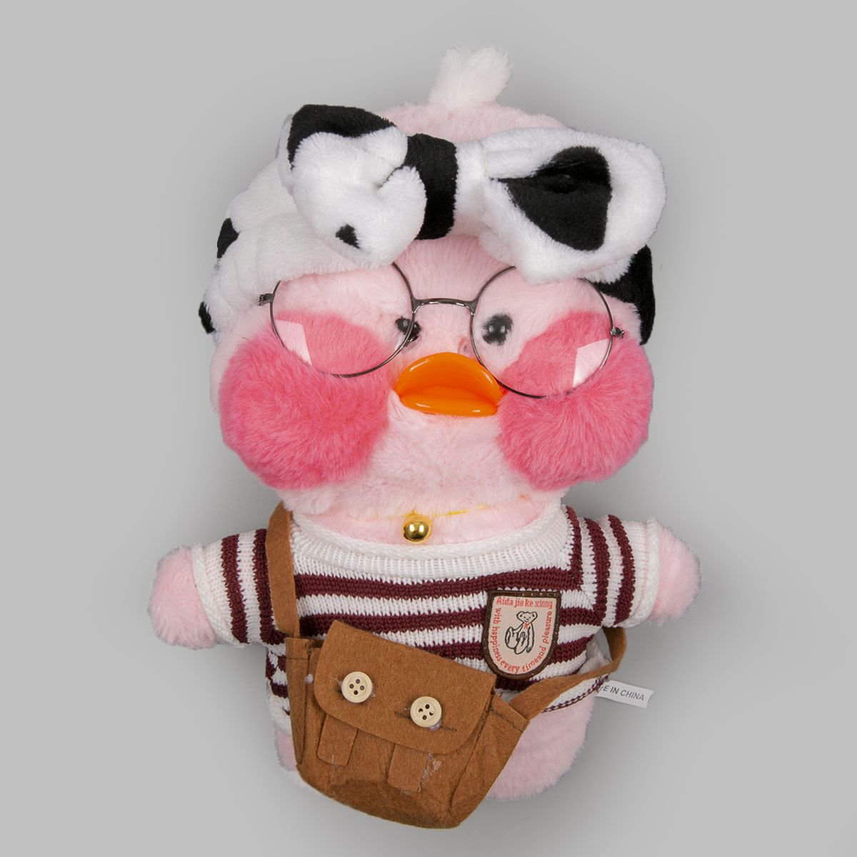Мягкая игрушка Lalafan Утка розовая/бело-коричневая/коричневая 30 см купить,NaN